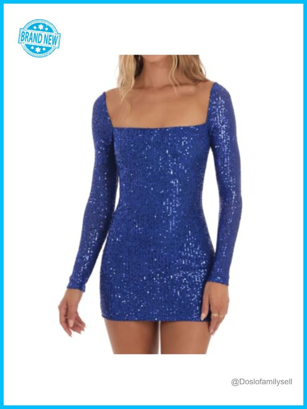 Sequin Bodycon Mini Dress Long Sleeve Square Neck Backless Self Tie Party